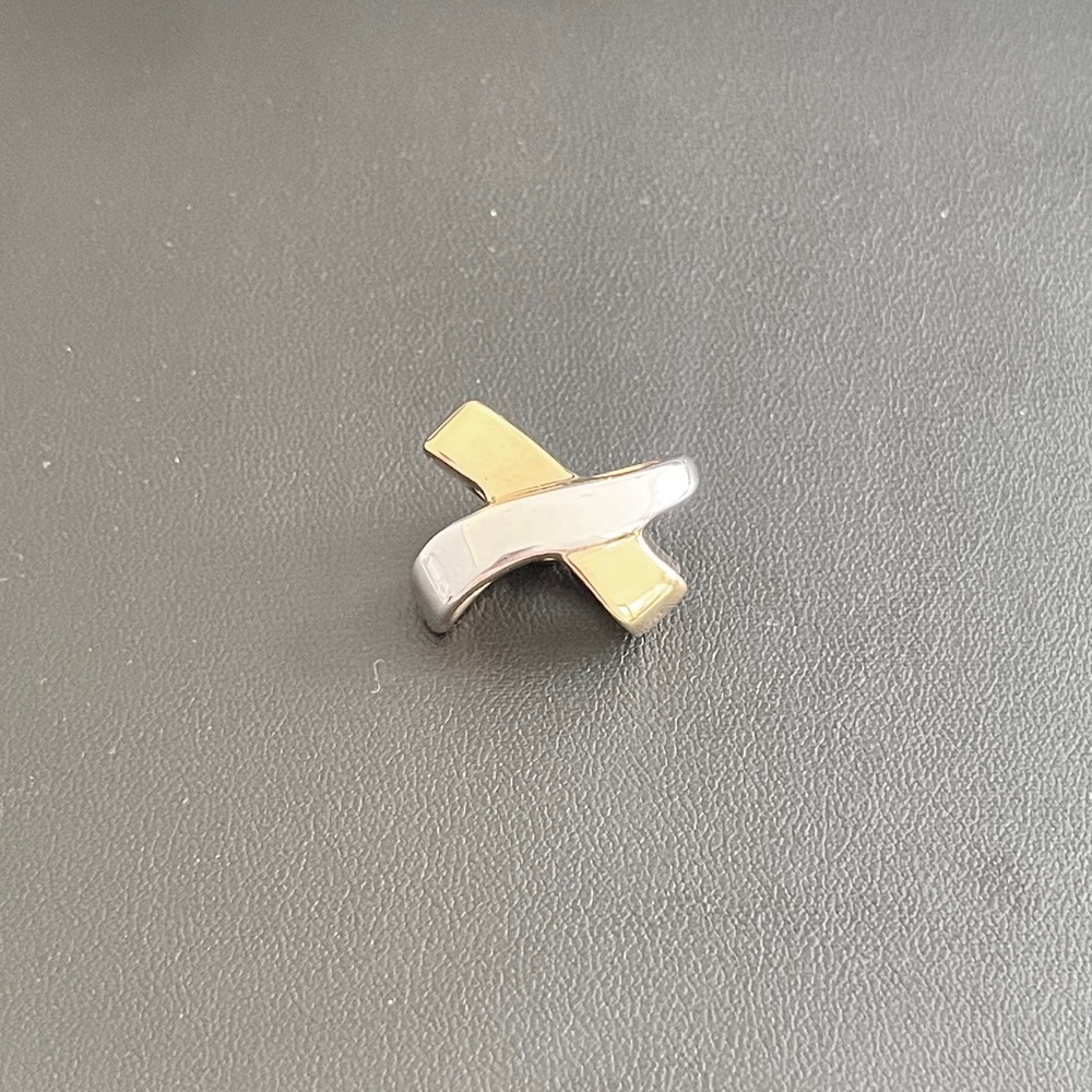 QGI 14kt Yellow and White Gold “X” Slide Necklace Pendant